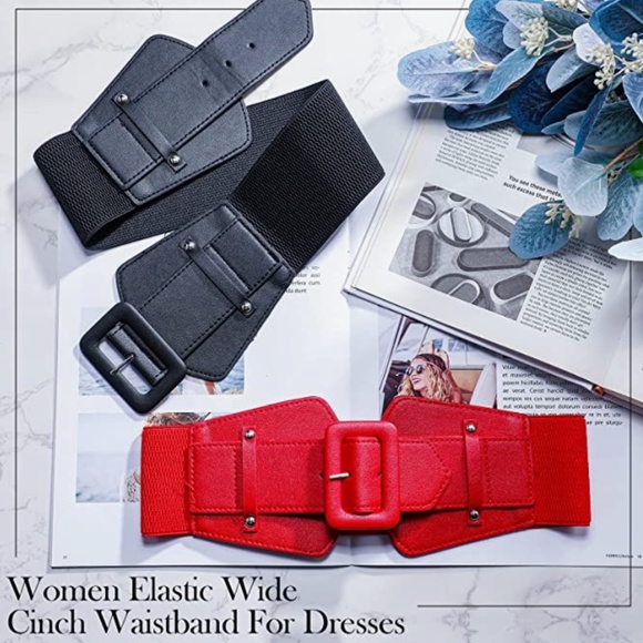Women Wide Stretchy Cinch Belts Corset Belt Retro Chunky Buckle Belts Waist Belt main image 8